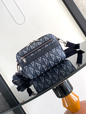 DIOR Safari Bag with Strap Blue white 8.5 x 6 x 2.5 inches