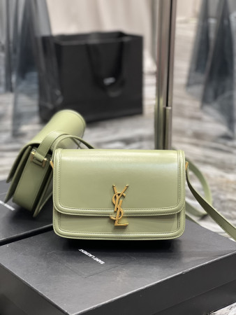 YSL SOLFERINO MEDIUM SATCHEL IN BOX SAINT LAURENT LIGHT GREEN 9.1 X 6.3 X 2.4 INCHES
