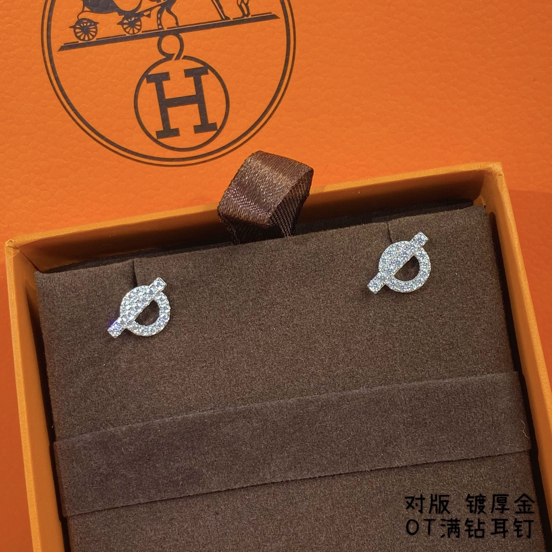 Hermès OT fully diamond-encrusted stud Earrings