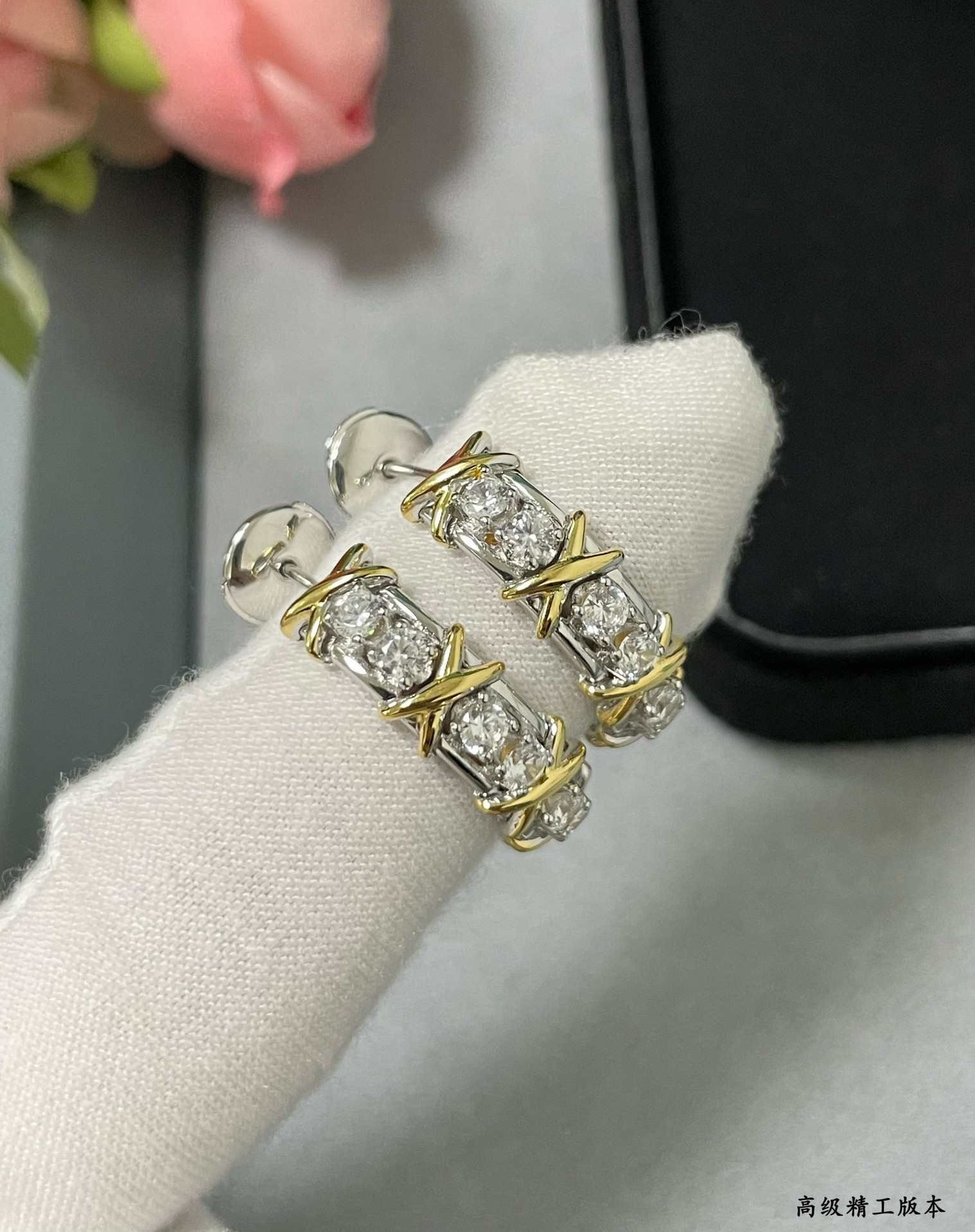 Tiffany & Co. Double Tone Cross Earrings