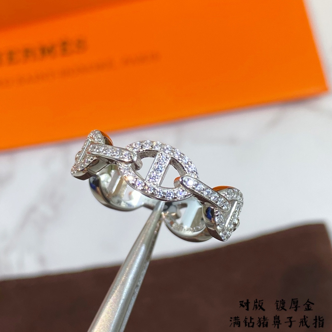 Hermès fully diamond-encrusted Collier de Chien Ring