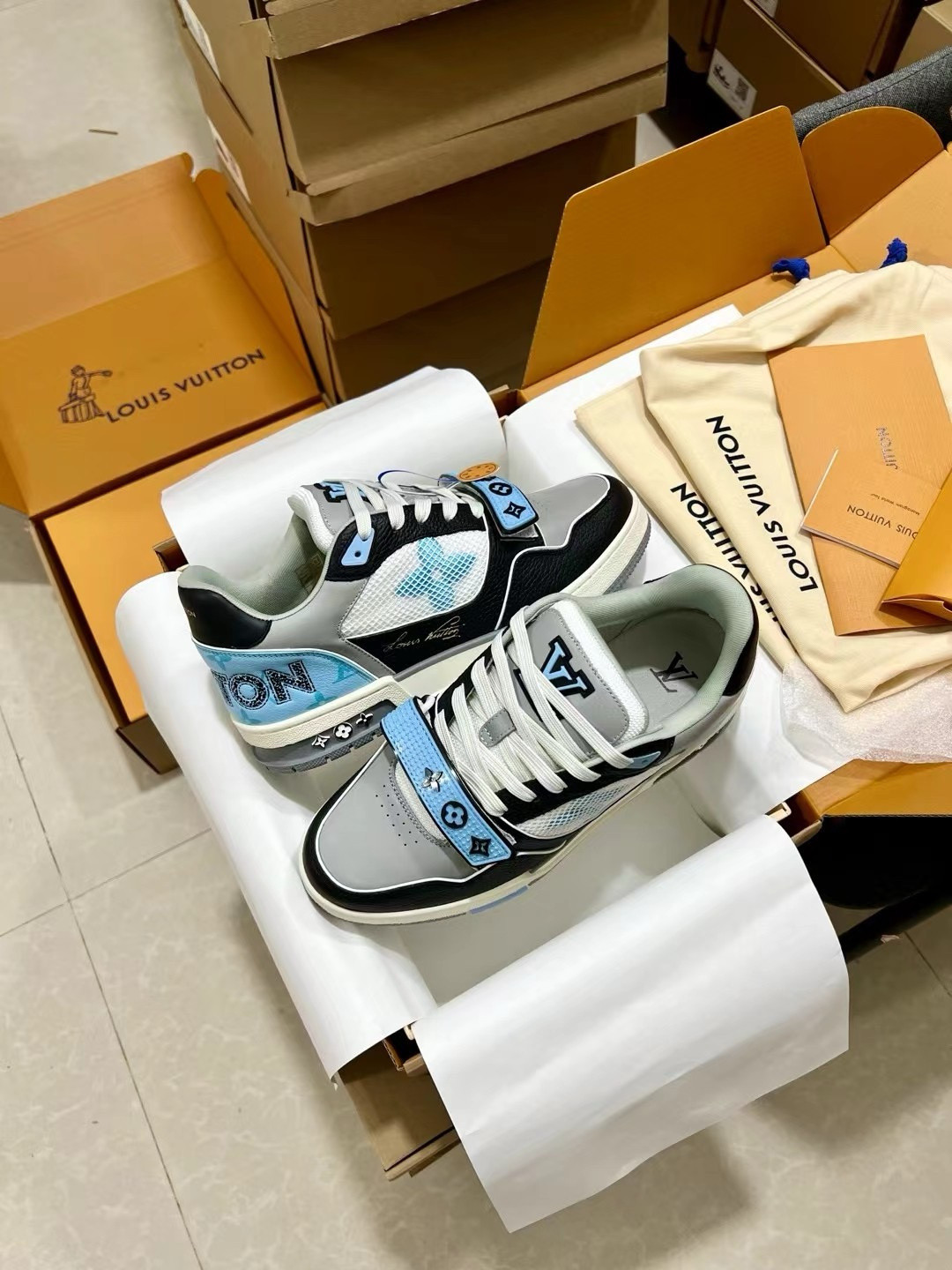 UA Louis Vuitton LV Trainer Blue Grey Black