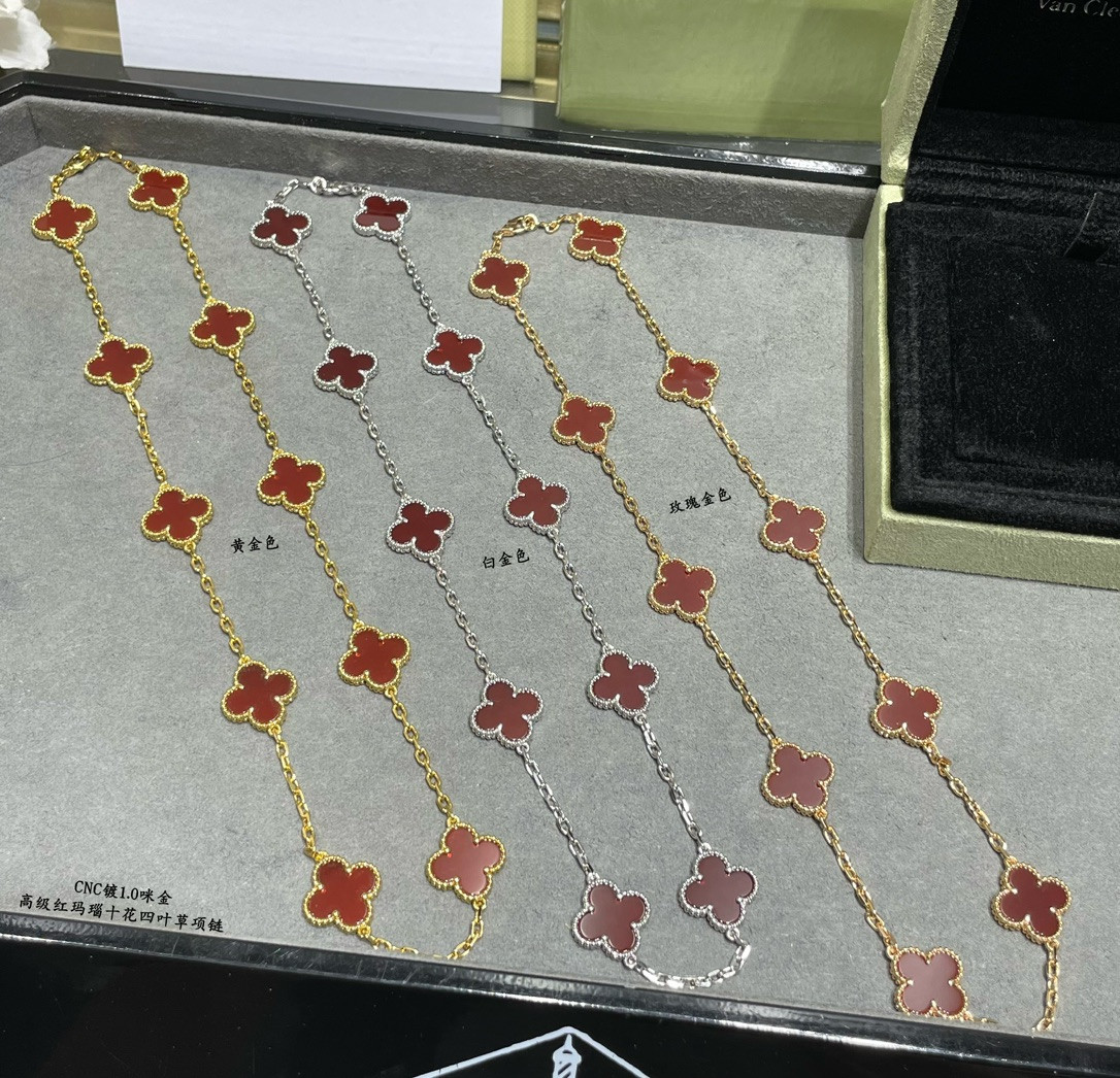 Van Cleef & Arpels High-grade red agate ten-flower four-leaf clover Necklace