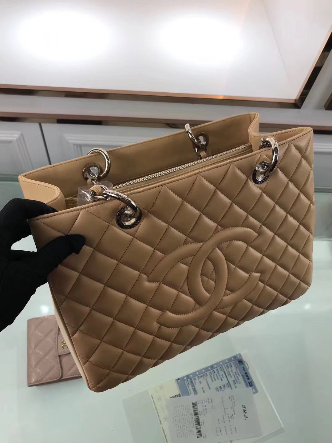 Chanel GST lambskin leather silver hardware