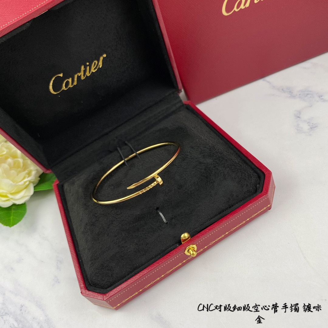 Cartier Thin Hollow Tube Polished Nail Bracelet