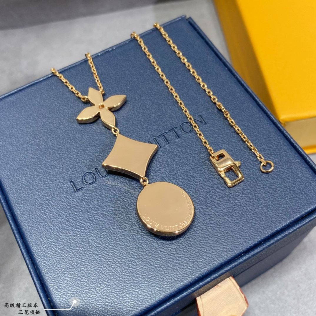 Louis Vuitton Three-Flower Necklace Rose Gold
