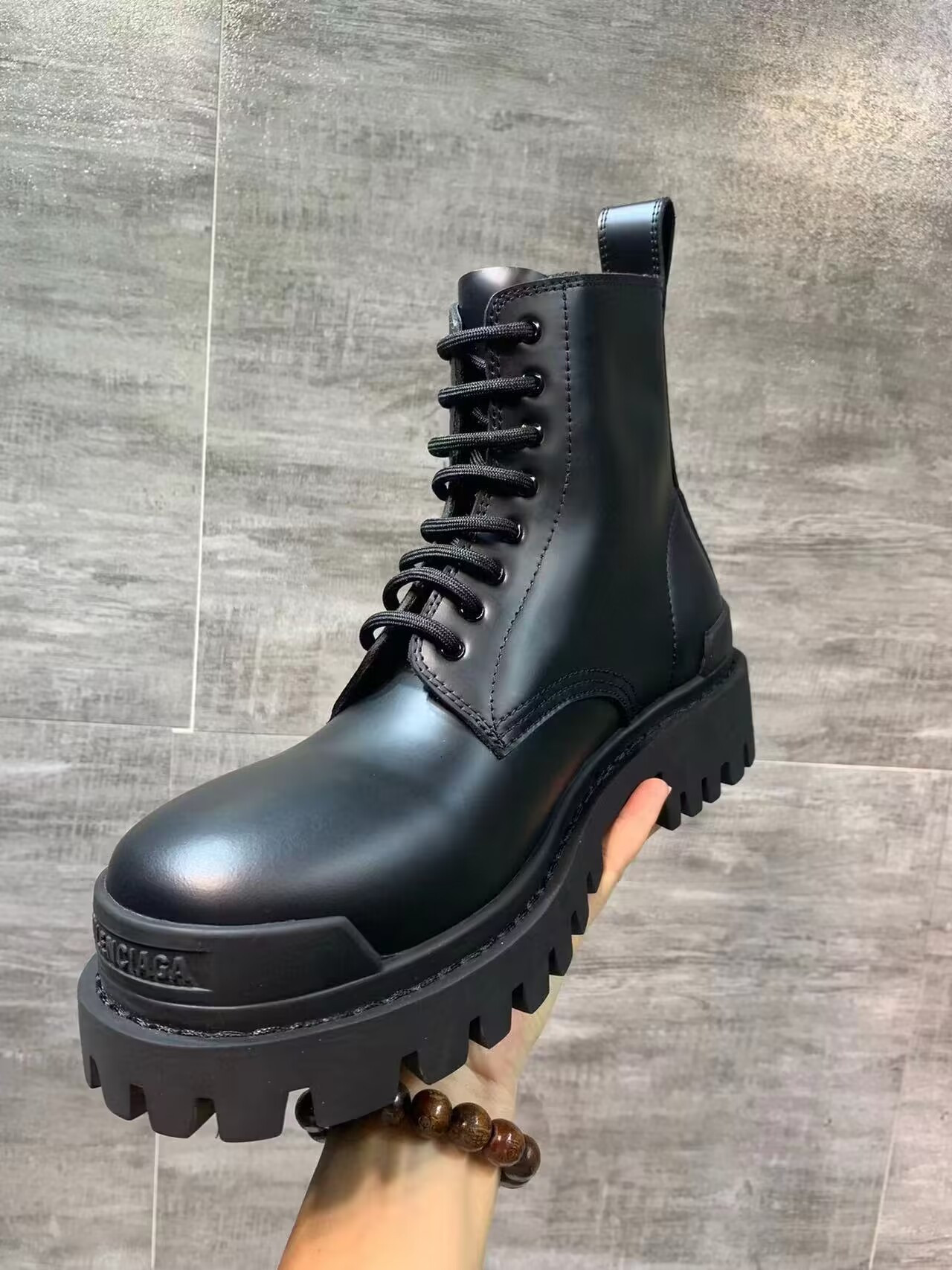 UA Balenciaga Strike Lace-up Boot in Black