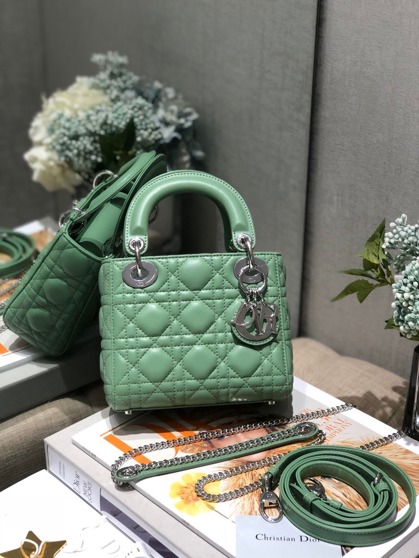 Mini Lady Dior Bag 6.5 x 6 x 3 inches