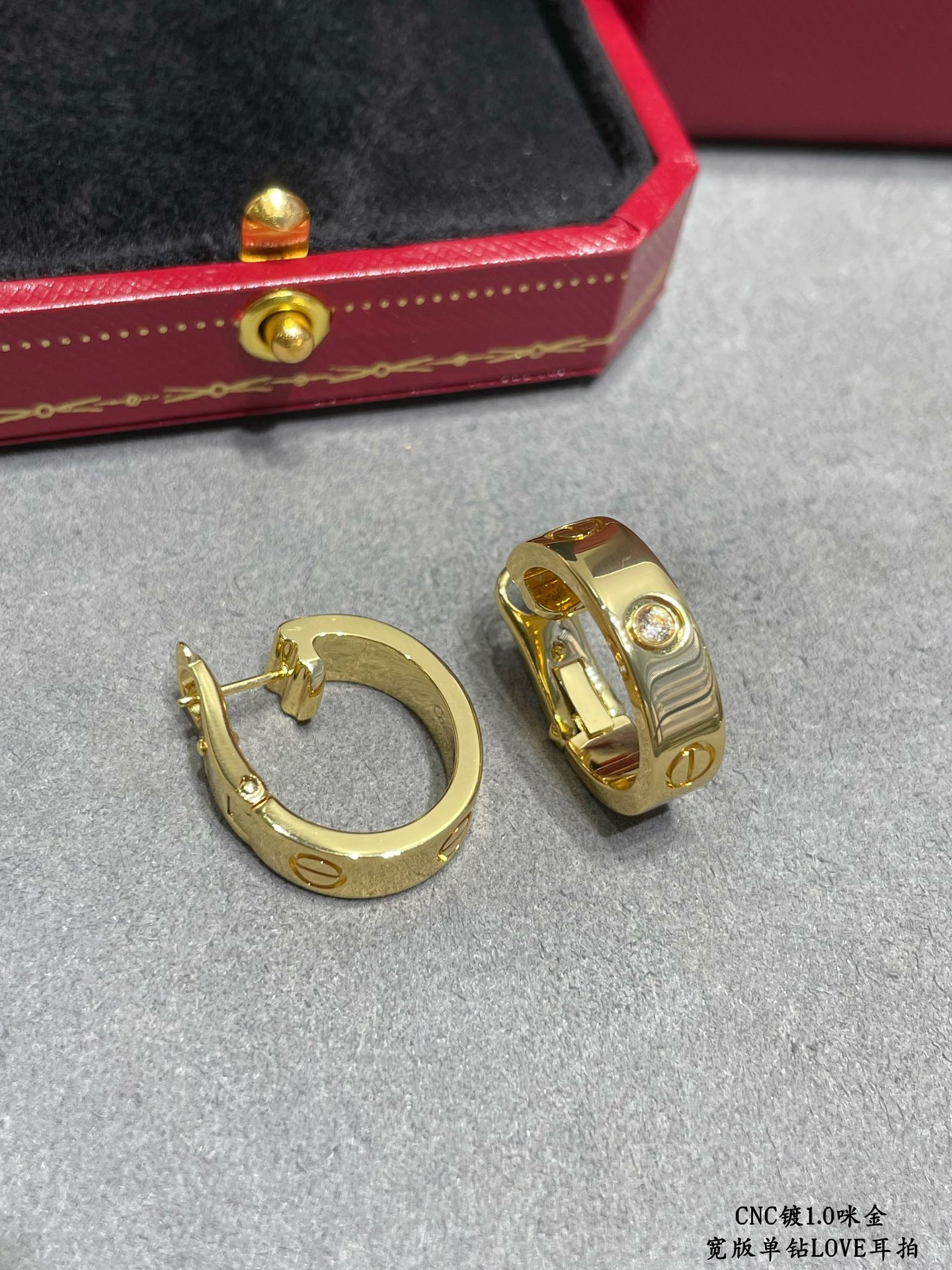 Cartier Wide version single diamond LOVE Earrings