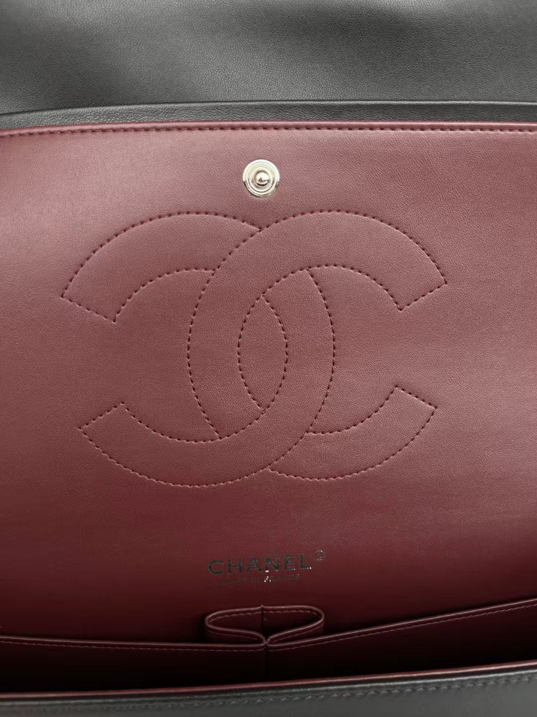 Chanel Classic Flap Jumbo 30cm CF shiny black 19.5×30×10cm