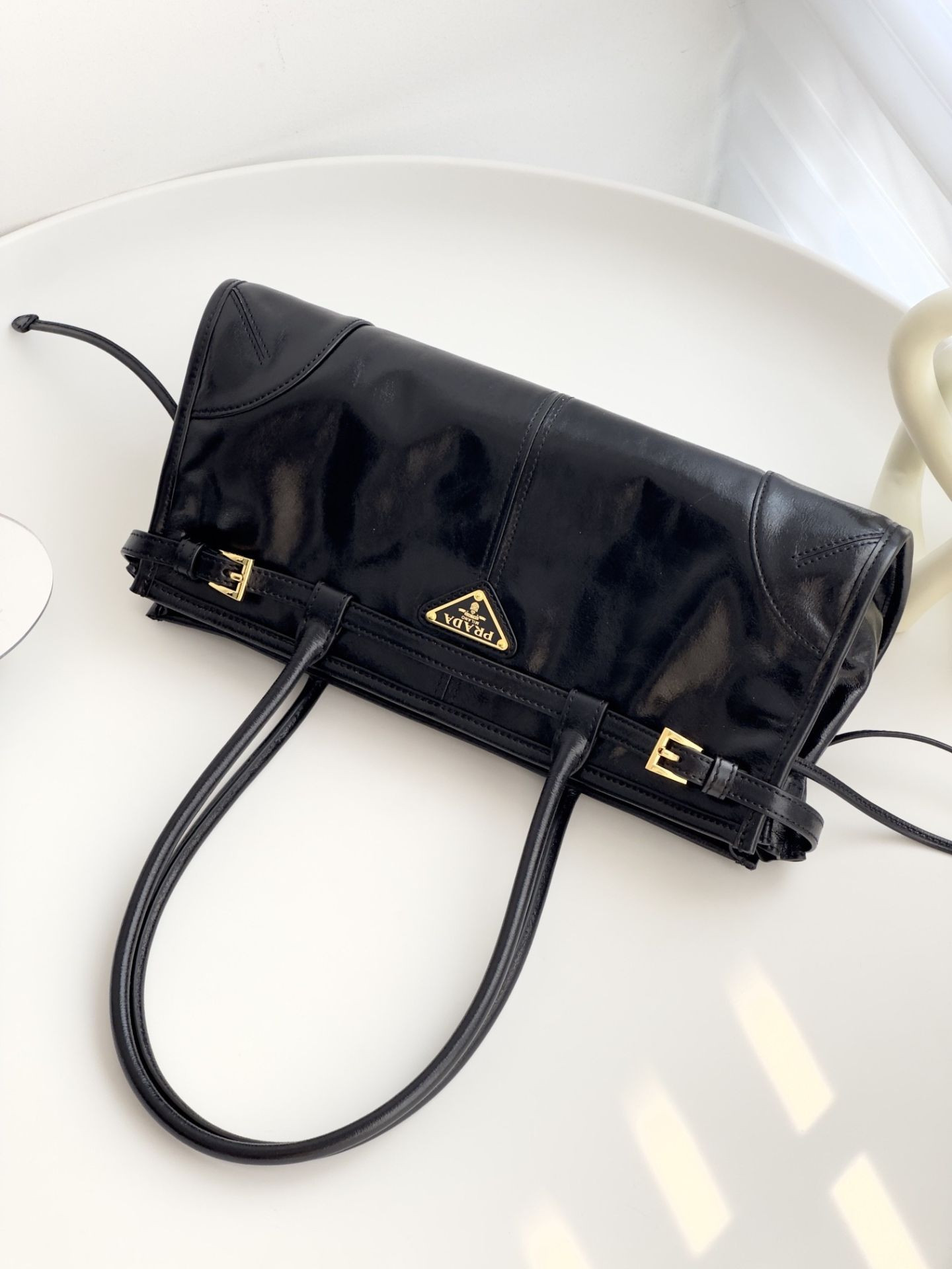 Prada Bonnie Medium Leather Handbag 15.5x32x12cm