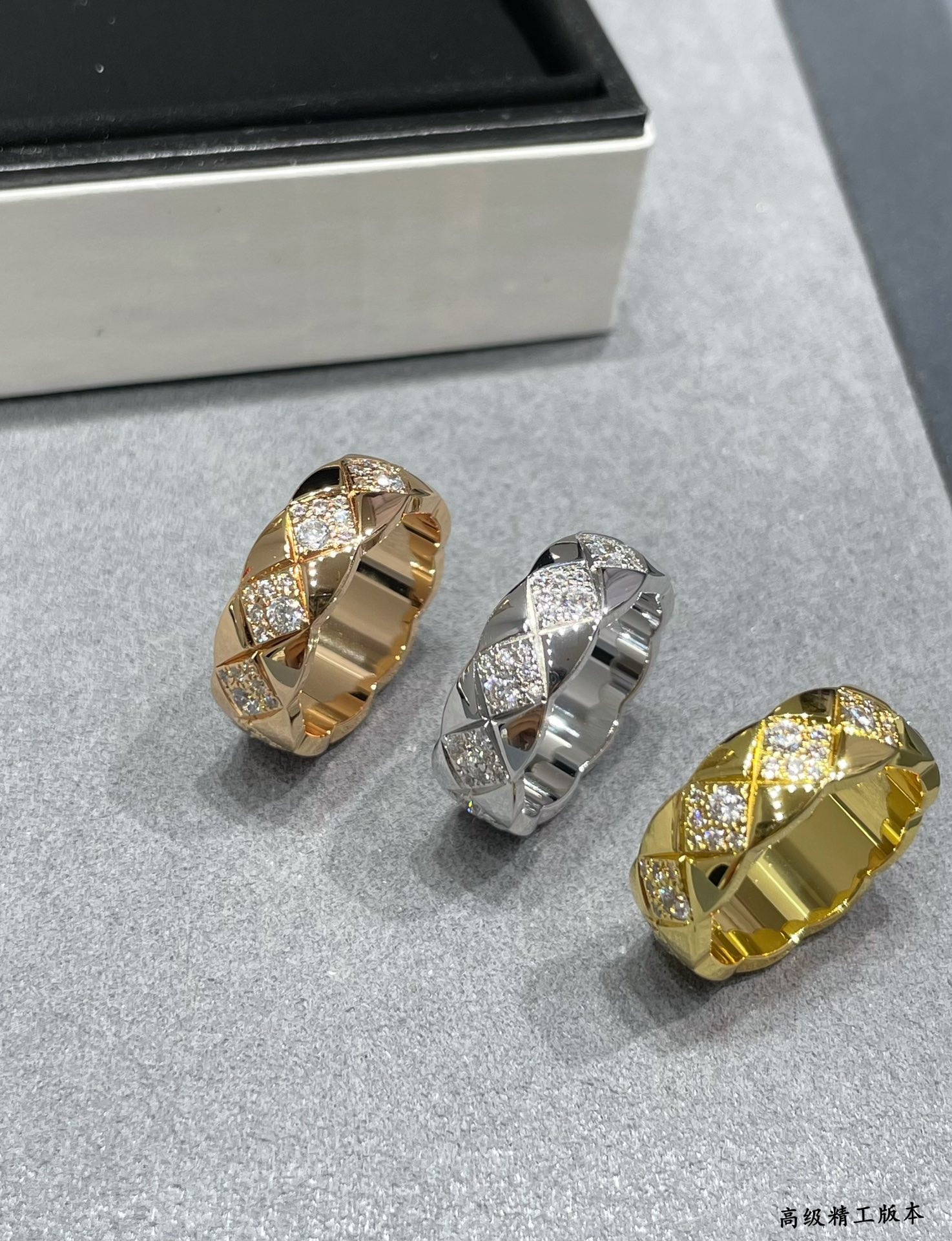 Chanel Wide diamond square Ring