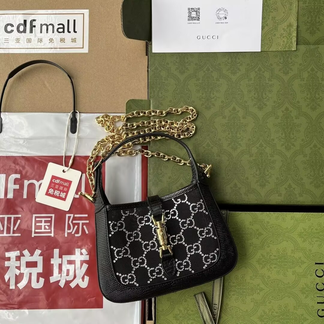 Gucci Jackie 1961 mini lizard shoulder bag 19x13x3cm