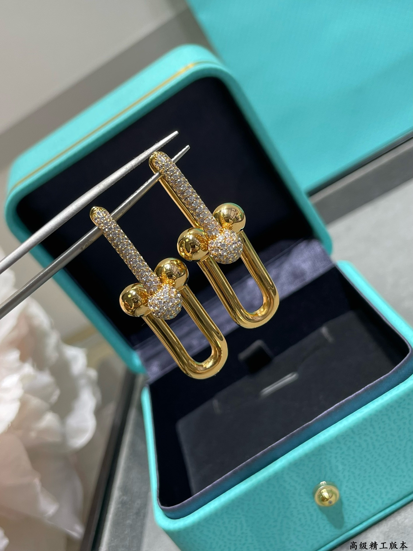Tiffany & Co. Stirrup With diamond Double Hoop Earrings