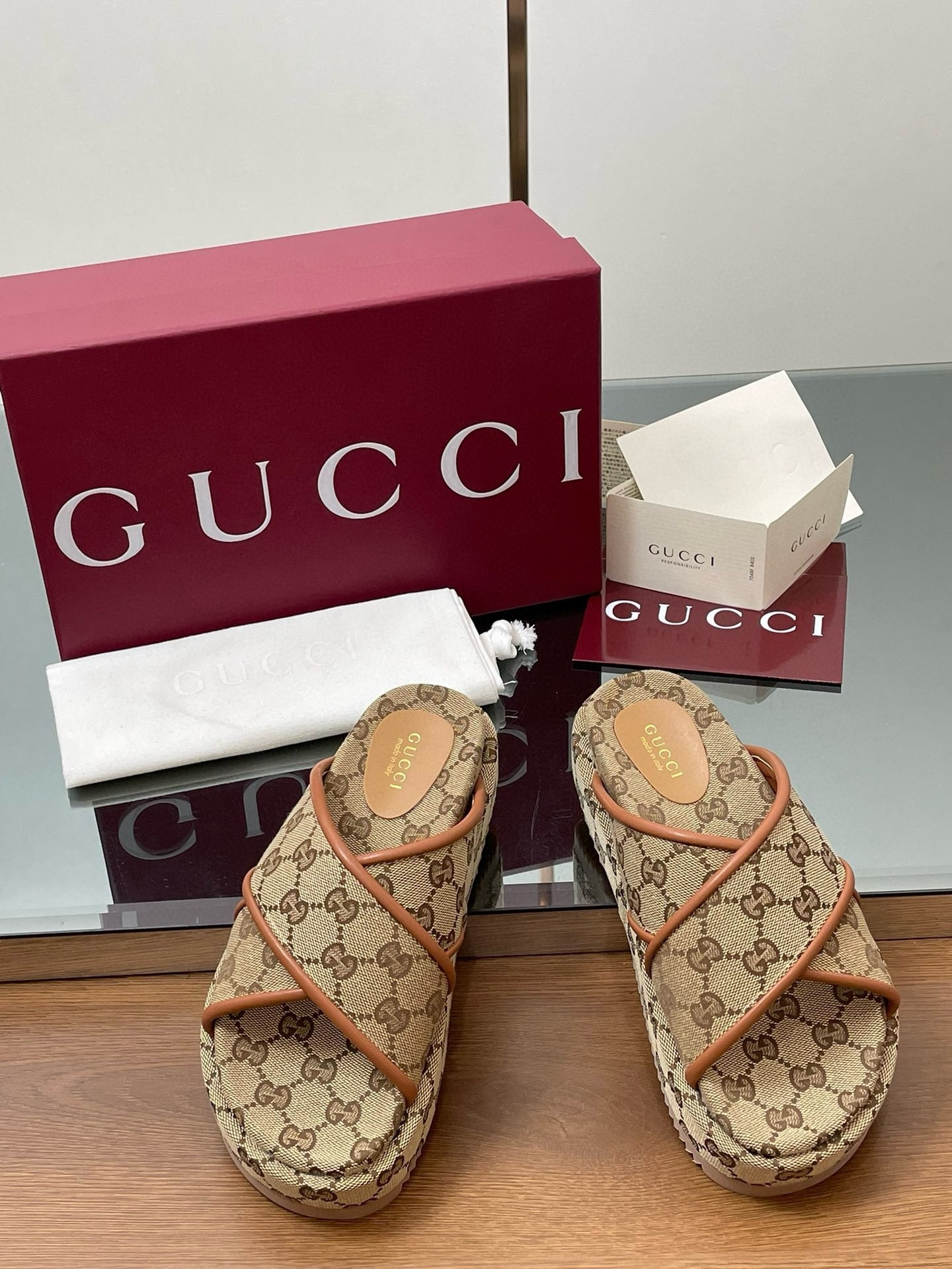UA Gucci Criss Cross Slide Sandals