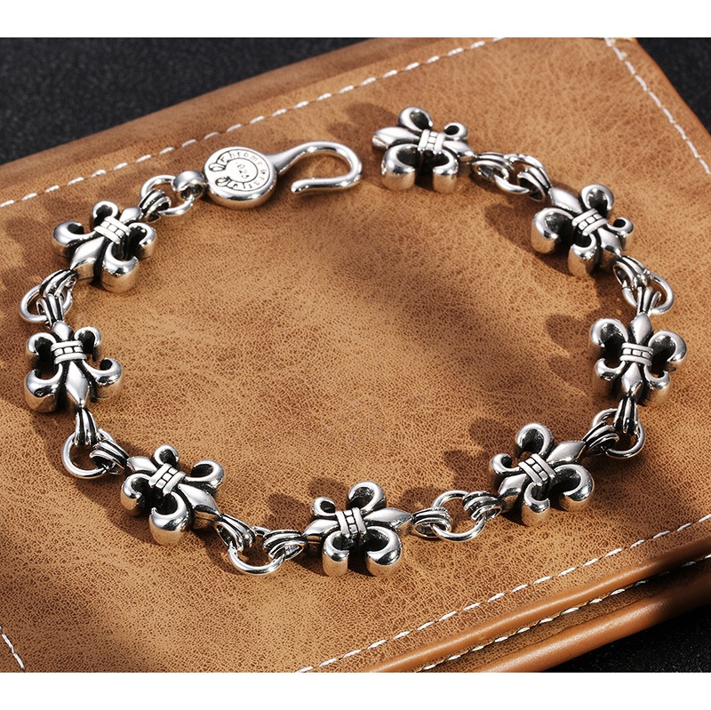 Ch*0me He**ts scout flower bracelet, unisex material: 925 sterling silver
