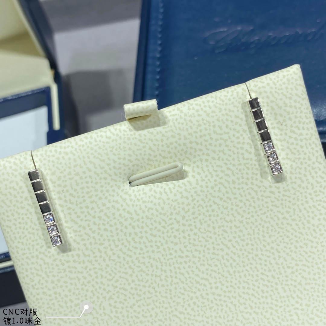 Chopard Long Bar Half Diamond Stud Earrings