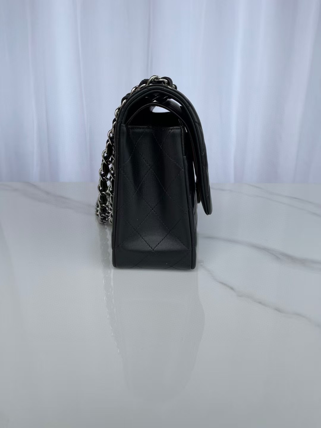 Chanel Classic Flap Jumbo 30cm CF shiny black 19.5×30×10cm