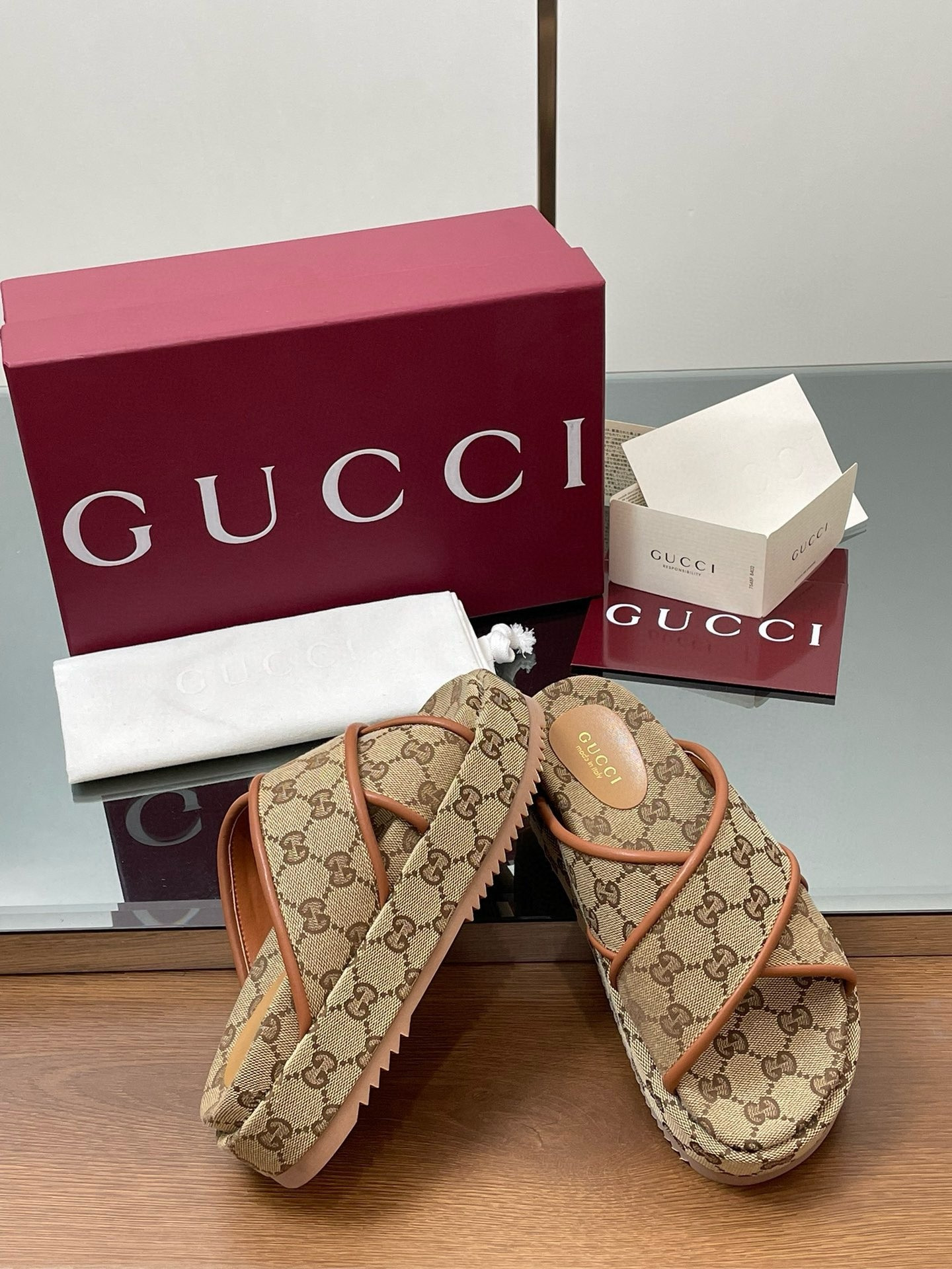 UA Gucci Criss Cross Slide Sandals