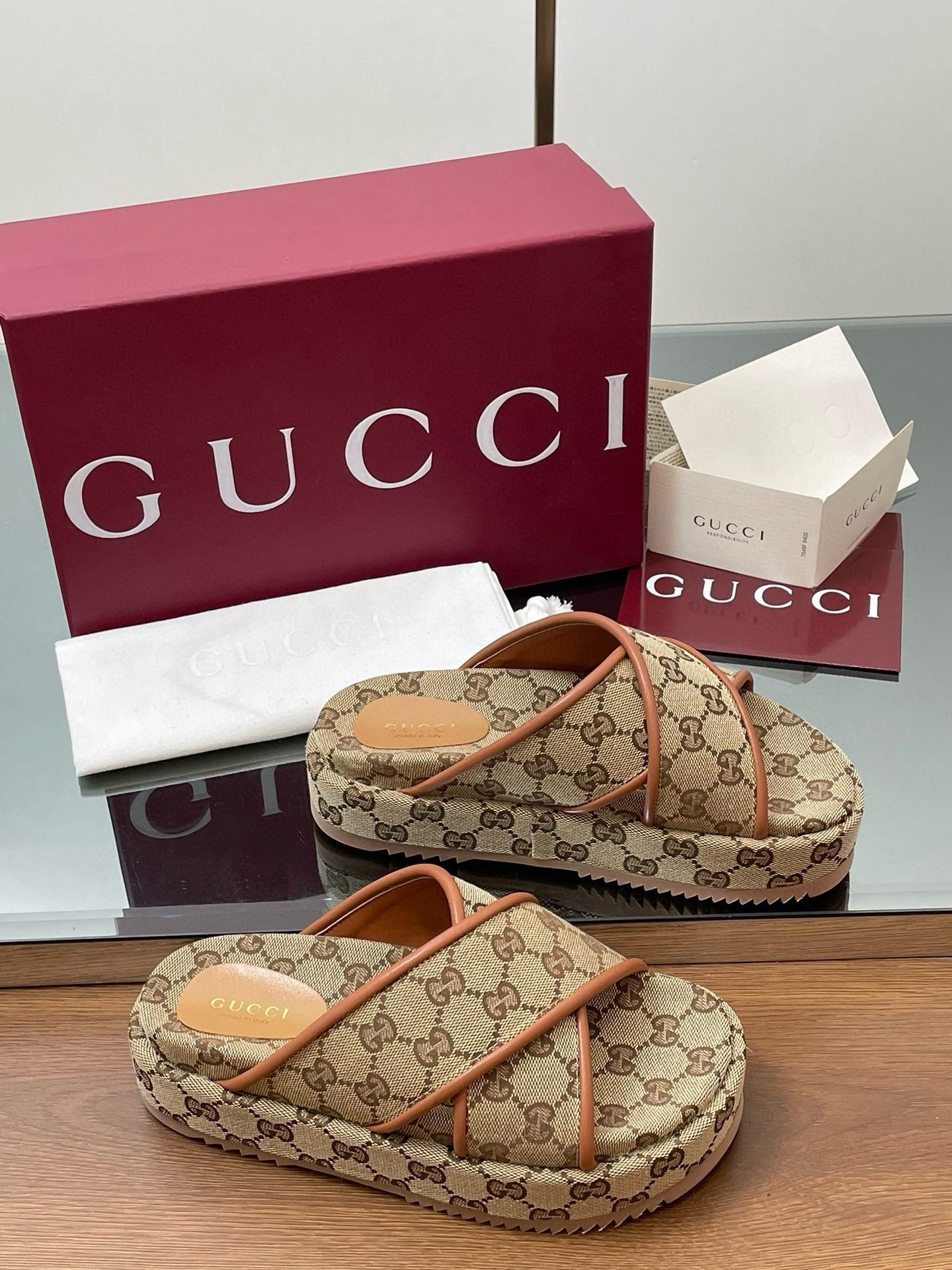 UA Gucci Criss Cross Slide Sandals