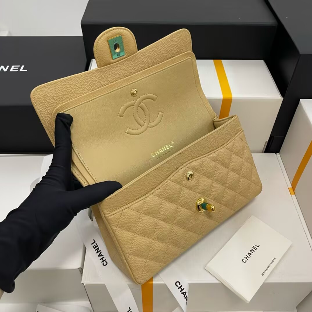 CHANEL SMALL CLASSIC HANDBAG GRAINED CALFSKIN 14.5×23×6cm