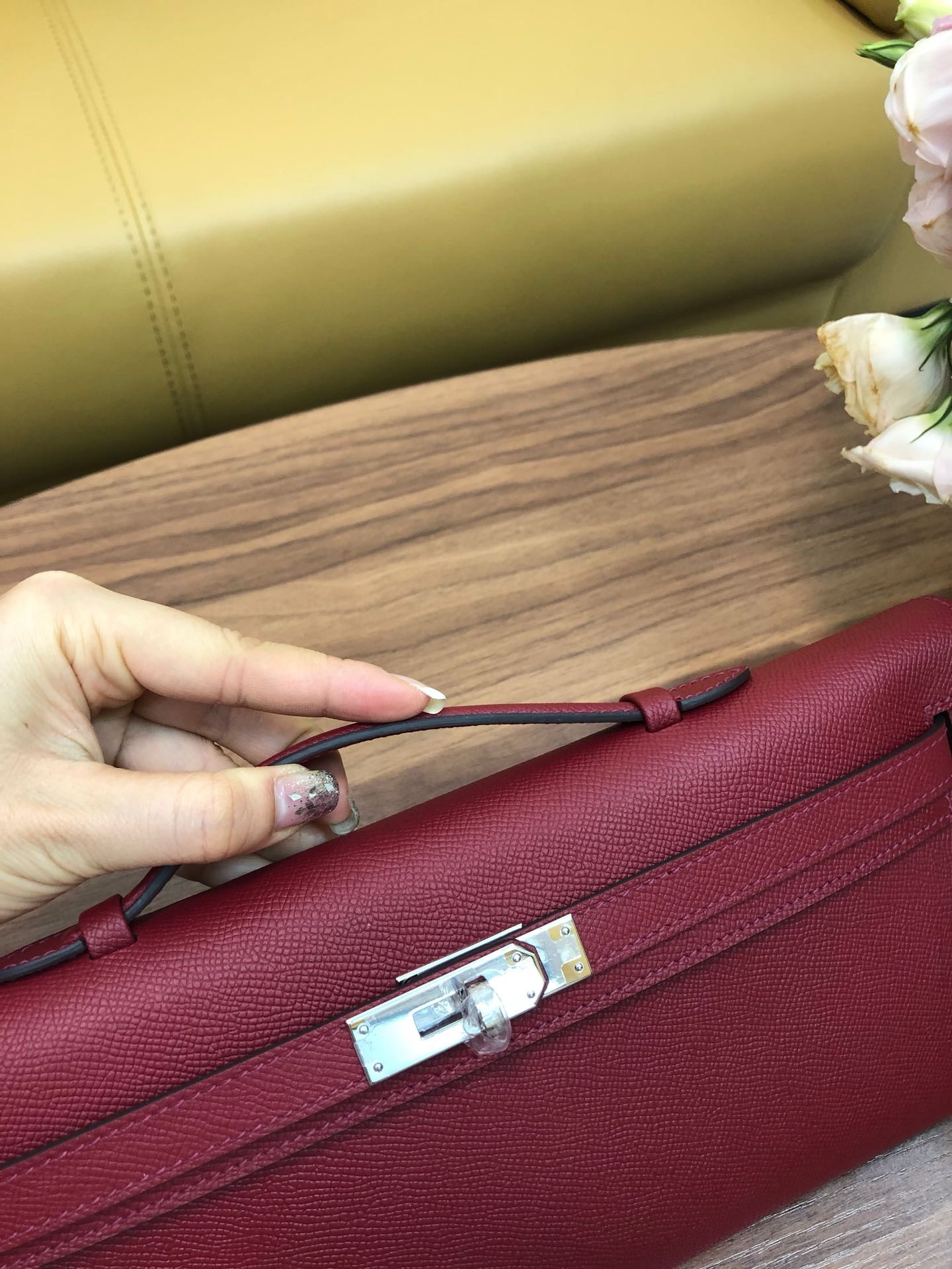 Hermes Kelly Cut 31cm Epsom Leather Silver