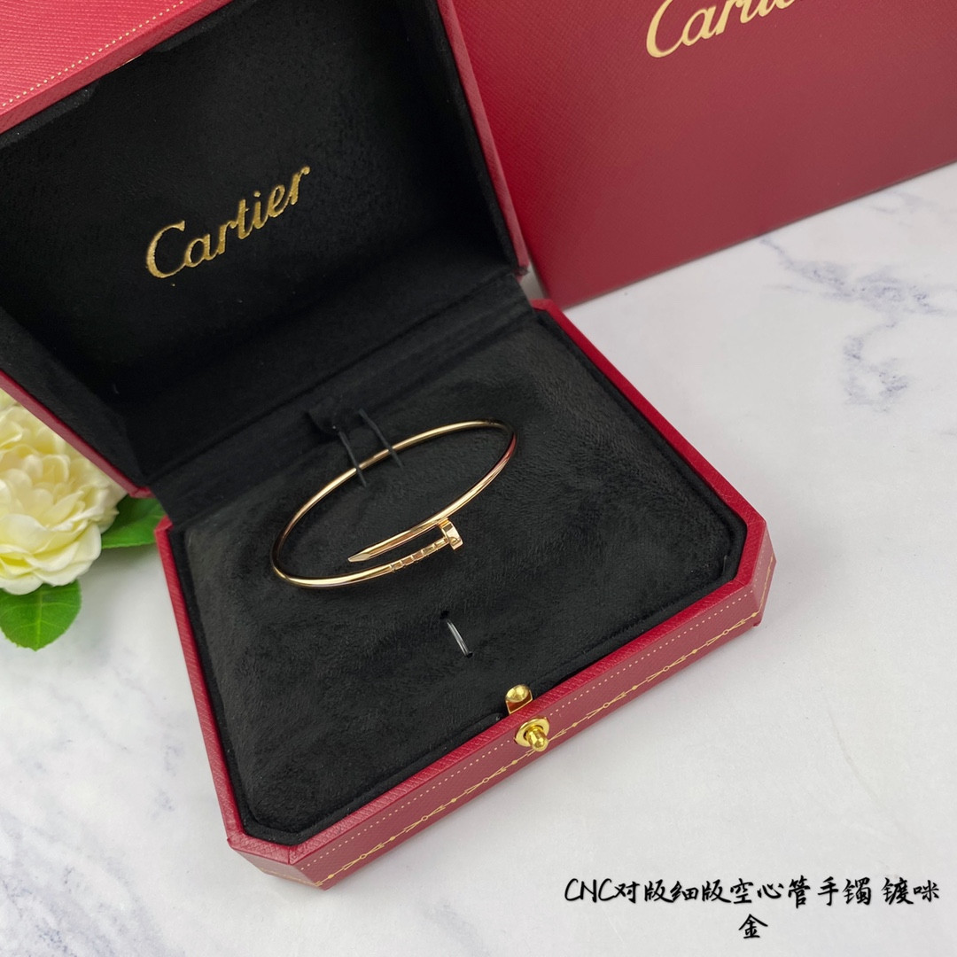 Cartier Thin Hollow Tube Polished Nail Bracelet