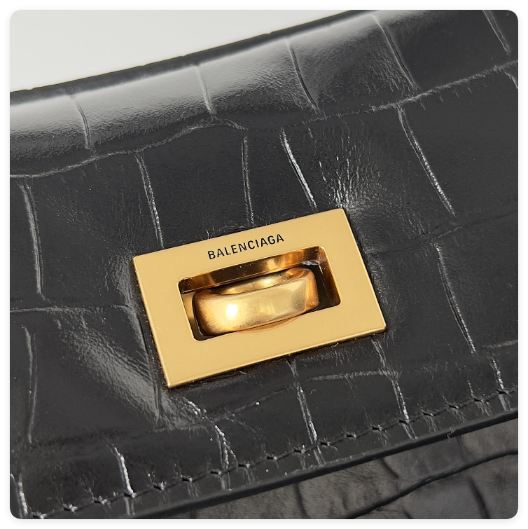 Balenciaga Rodeo Mediun Croc-Embossed Top-Handle Bag 35x23.3x10.9cm