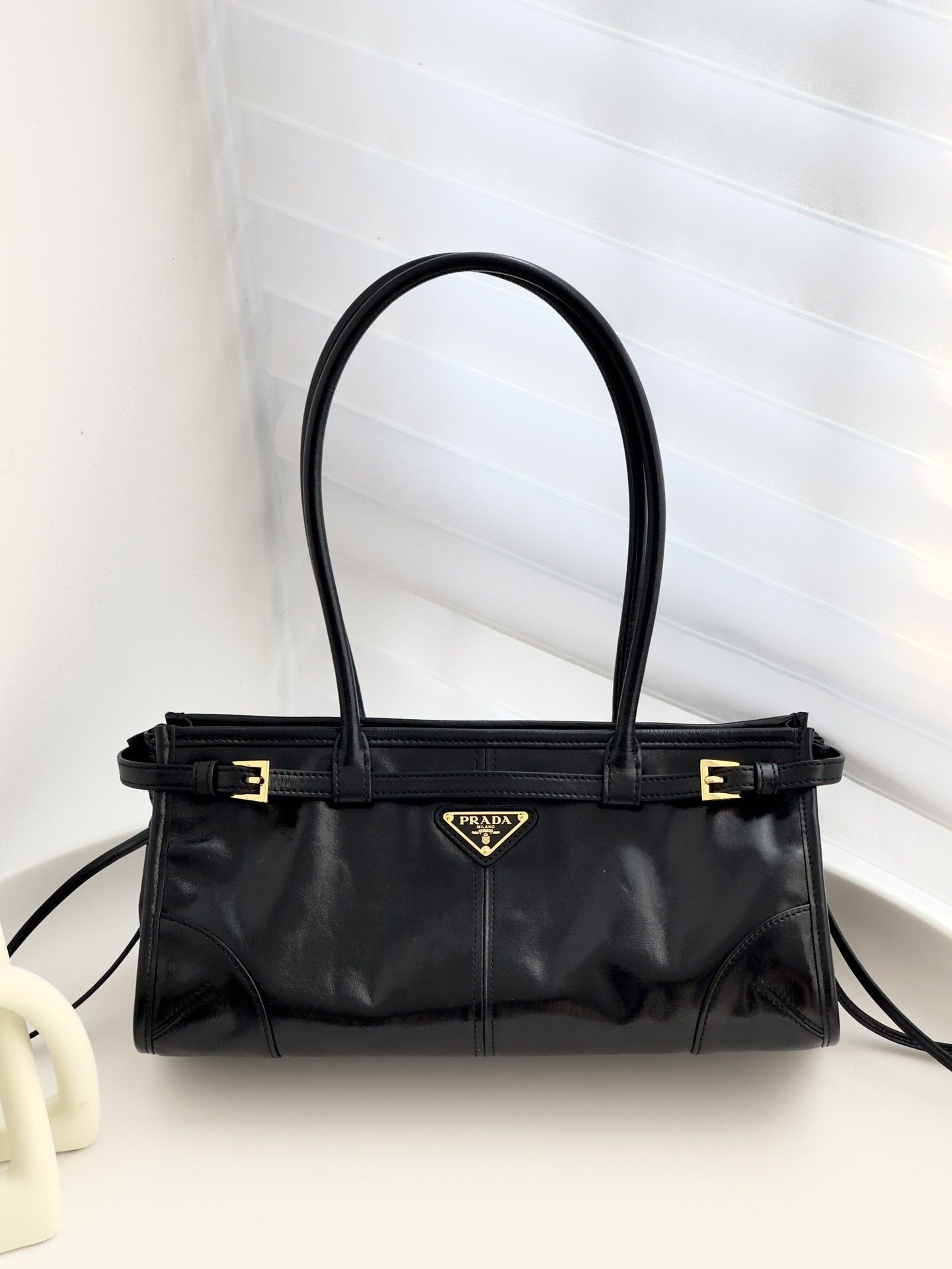 Prada Bonnie Medium Leather Handbag 15.5x32x12cm