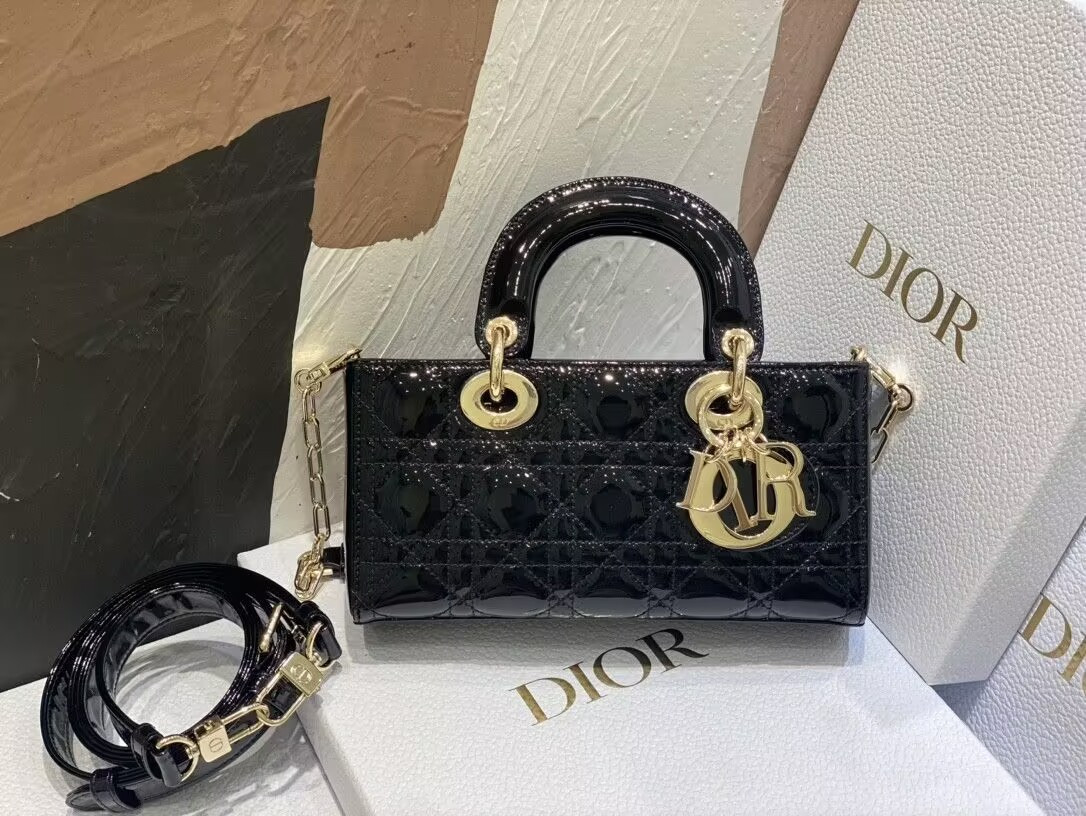DIOR SMALL LADY D-JOY BAG BLACK  22x6x12cm