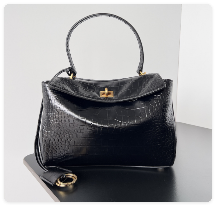 Balenciaga Rodeo Mediun Croc-Embossed Top-Handle Bag 35x23.3x10.9cm