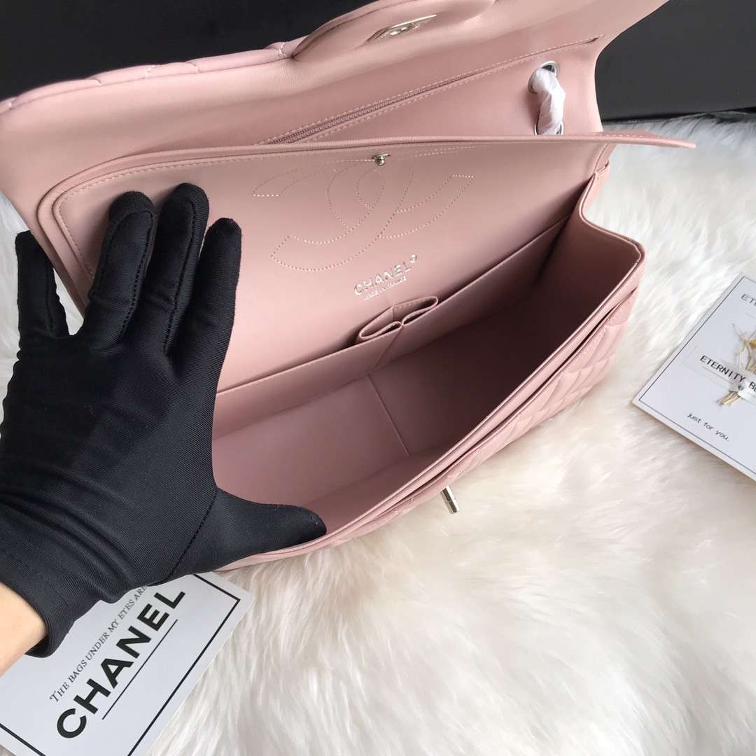 CHANEL CLASSIC FLAP JUMBO 30CM CF PINK SILVER 7.6 × 11.7 × 3.9 in