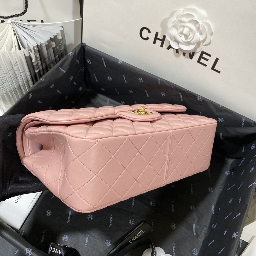 CHANEL CLASSIC FLAP JUMBO 30CM CF PINK GOLD 7.6 × 11.7 × 3.9 in