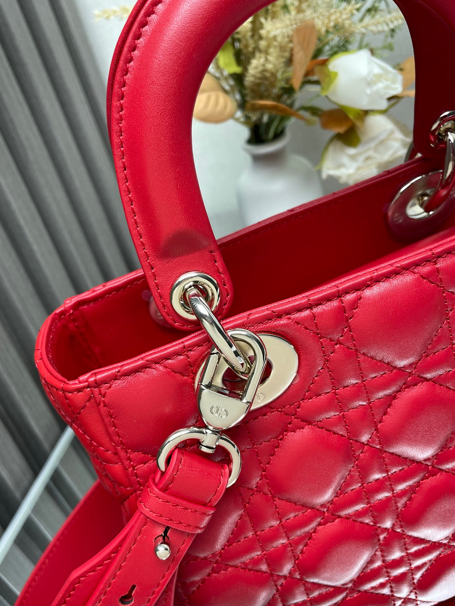 Small Lady Dior My ABCDior Bag Red 8 x 6.5 x 3 inches