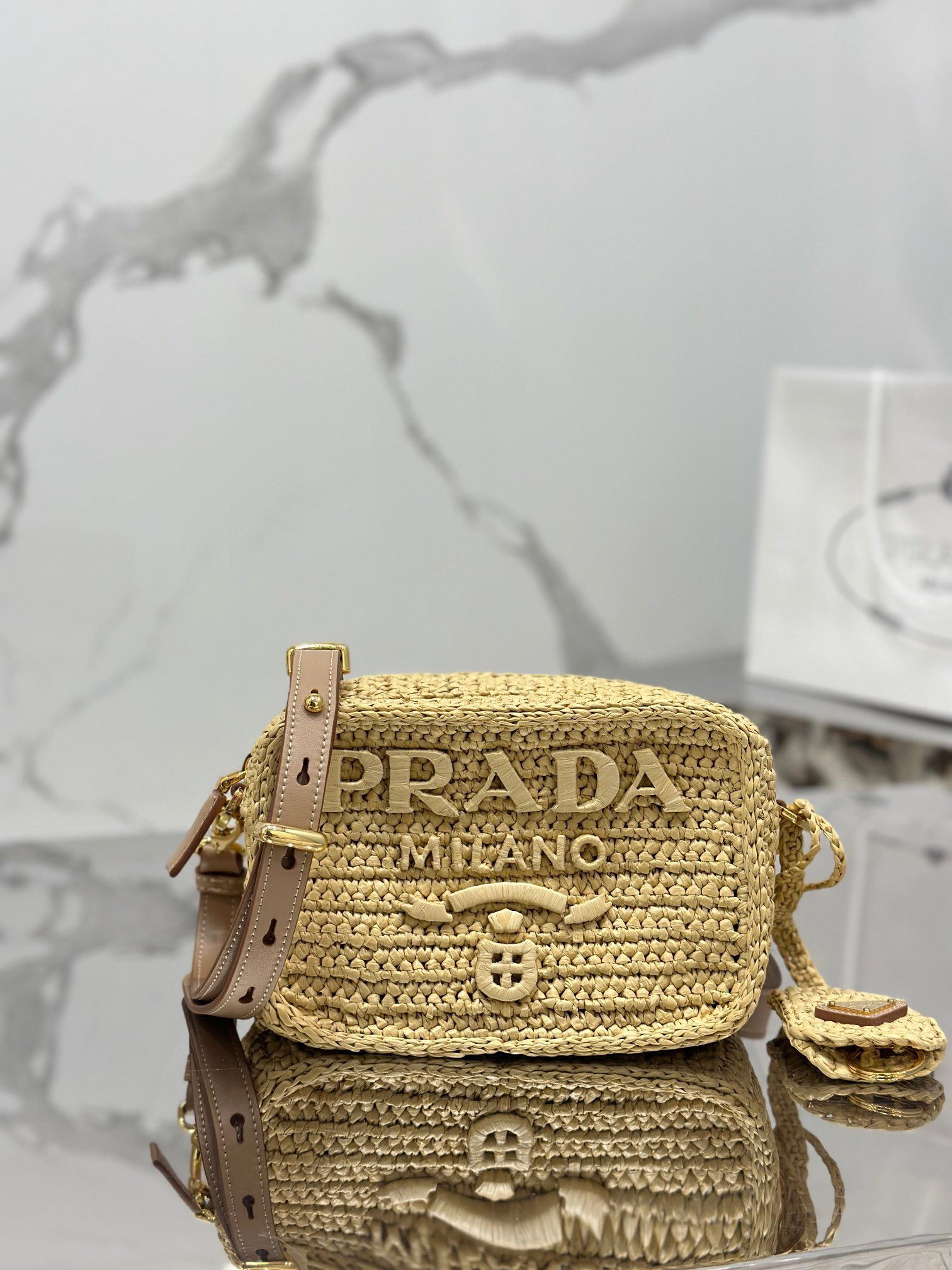 Prada Crochet Prada Brique bag Color  Natural