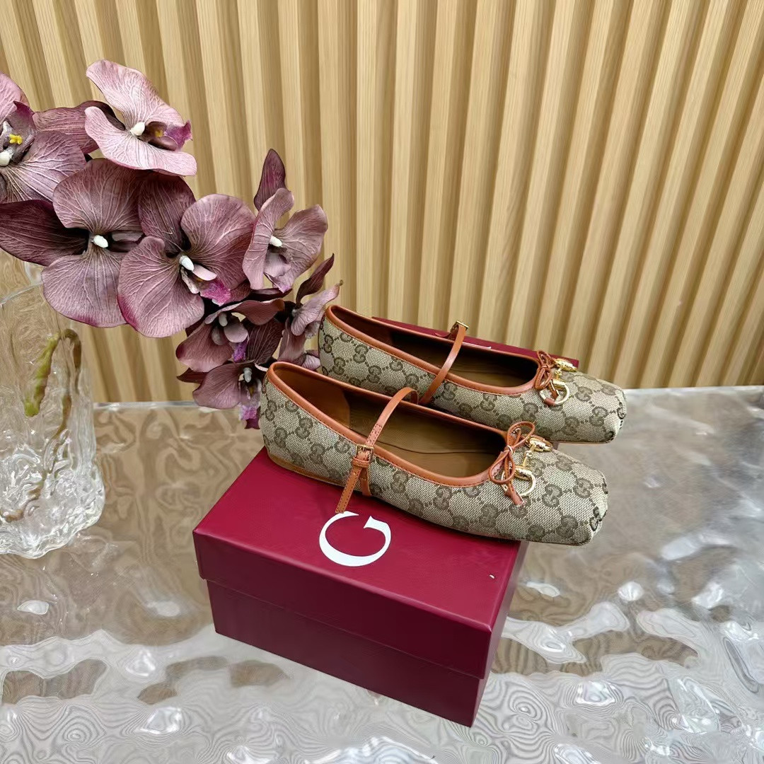 UA Gucci Horsebit GG canbas Ballet Flats