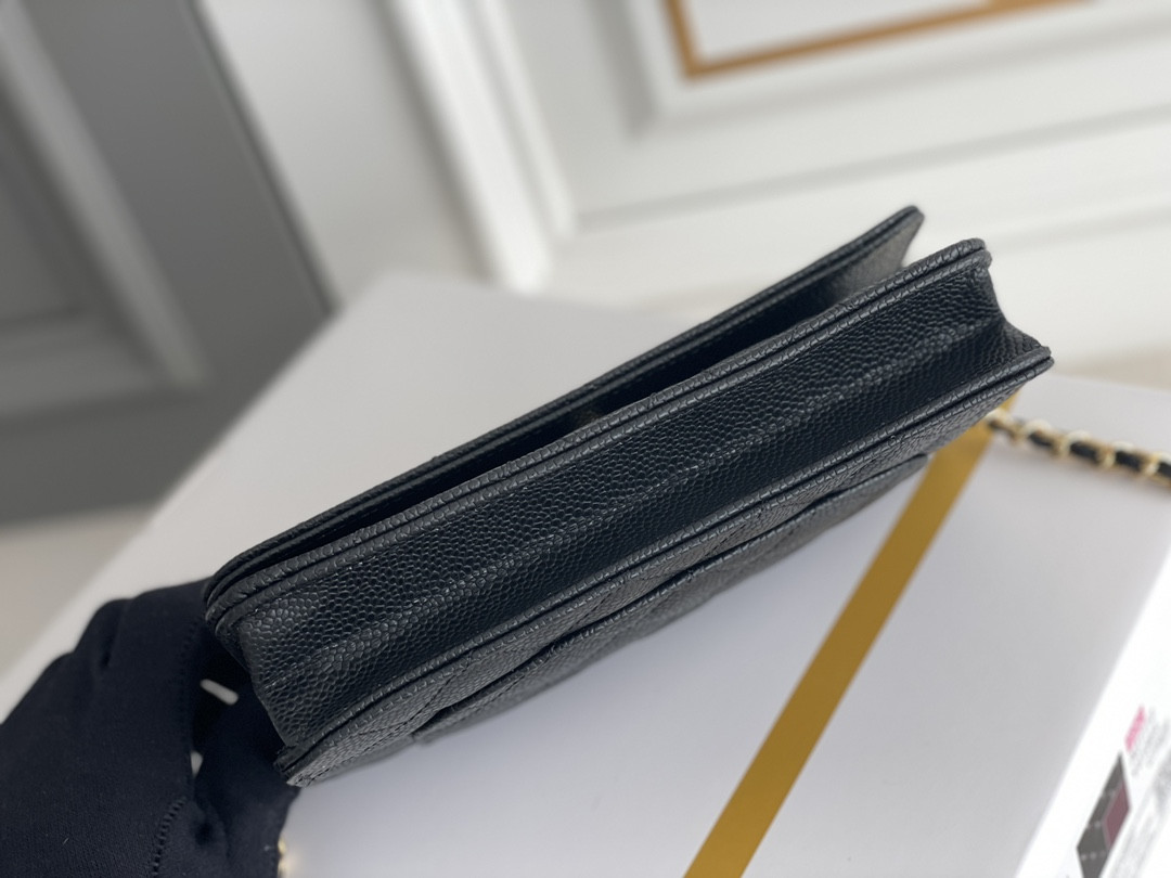 CHANEL WOC CLASSIC WALLET ON CHAIN Gold Buckle 12.3x19.2x3.5cm