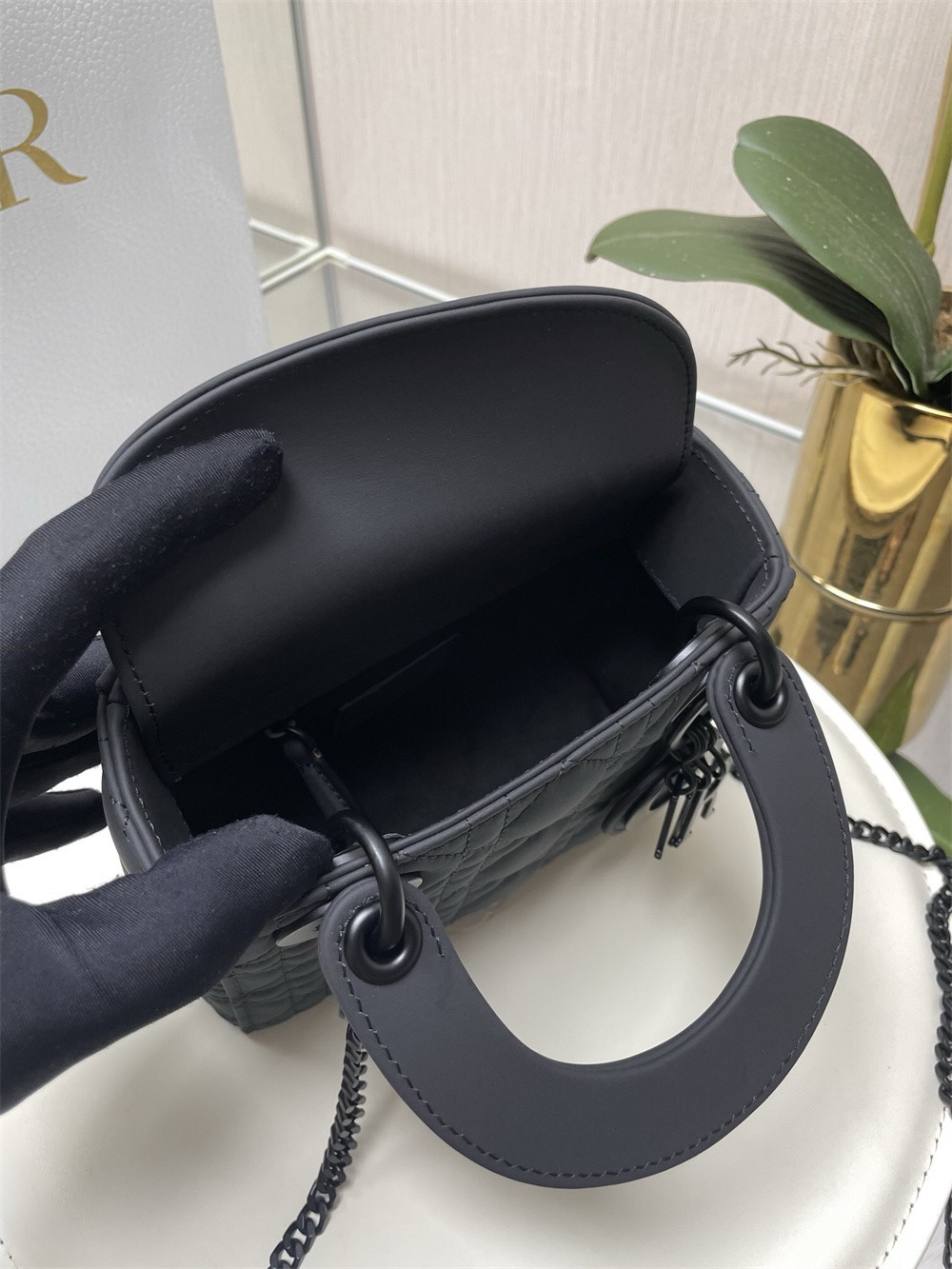 Mini Lady Dior Bag 6.5 x 6 x 3 inches