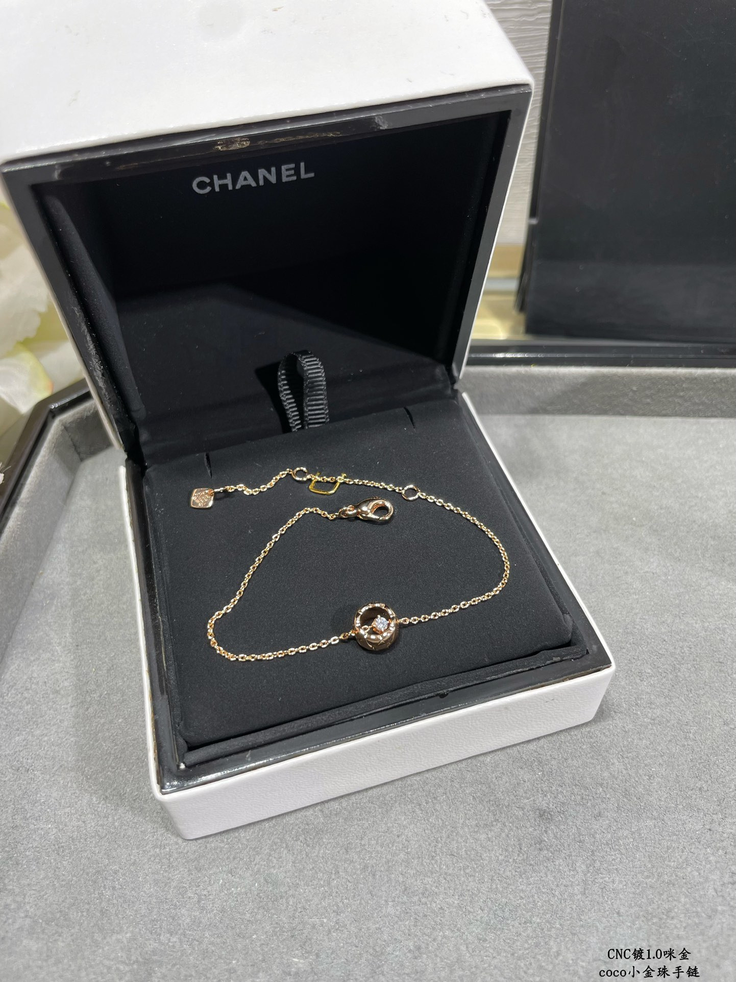 Chanel Carved diamond-shaped gold bead Bracelet