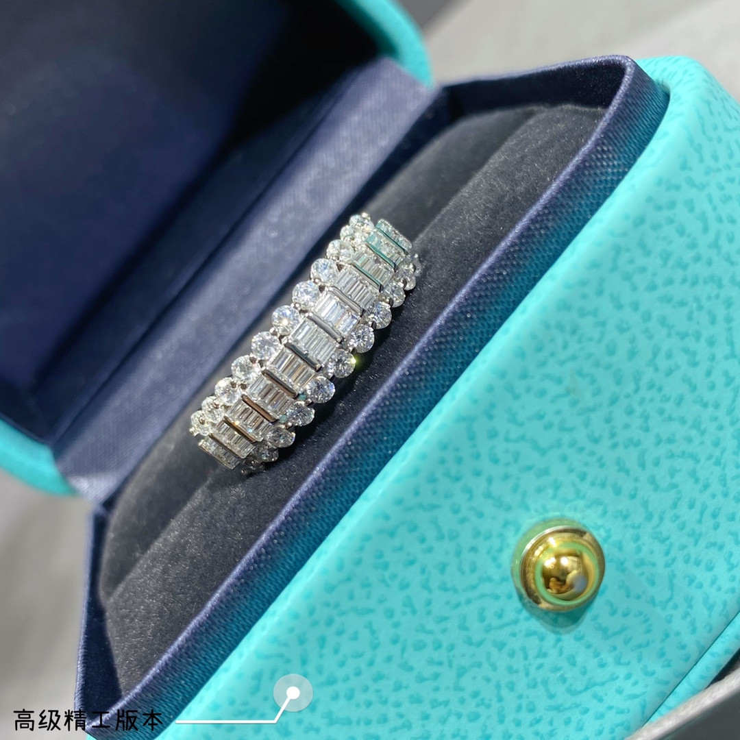 Tiffany & Co. Triple-Row Diamond Eternity Ring Ag925