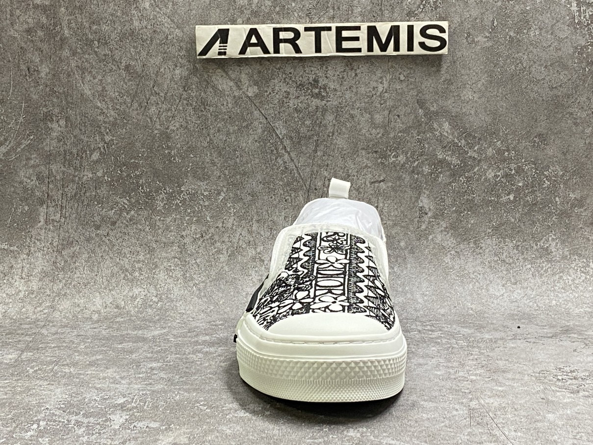 Dior And Shawn B23 Slip On Black White Embroidery