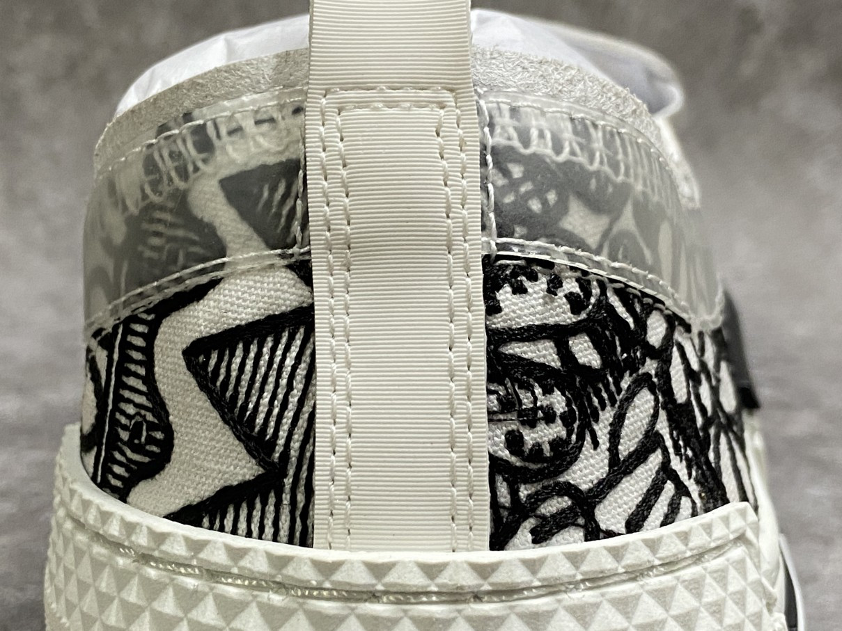 Dior And Shawn B23 Slip On Black White Embroidery