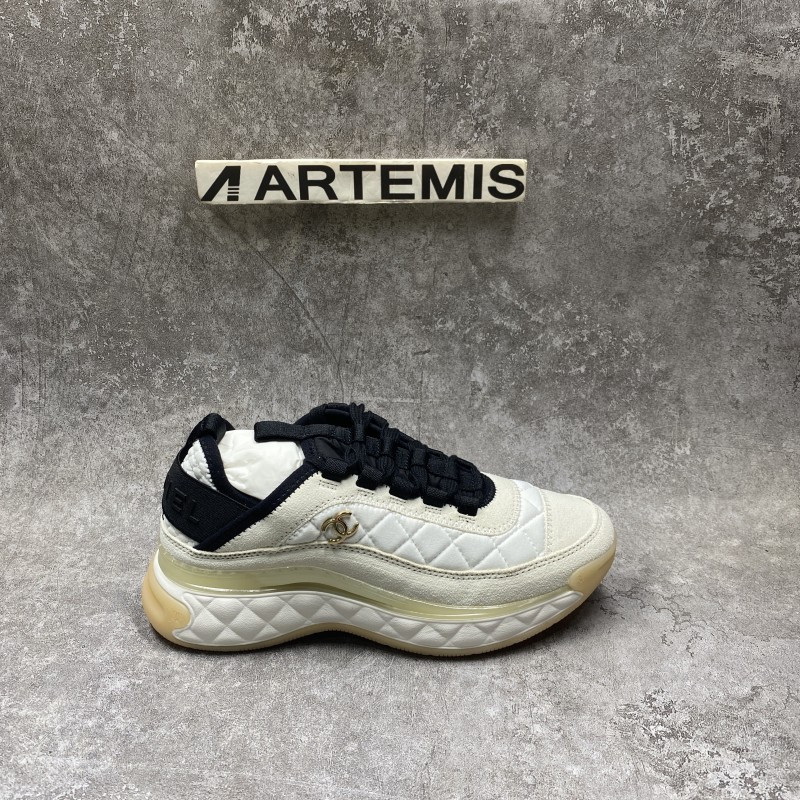 Chanel White Ivory Cc Sneakers
