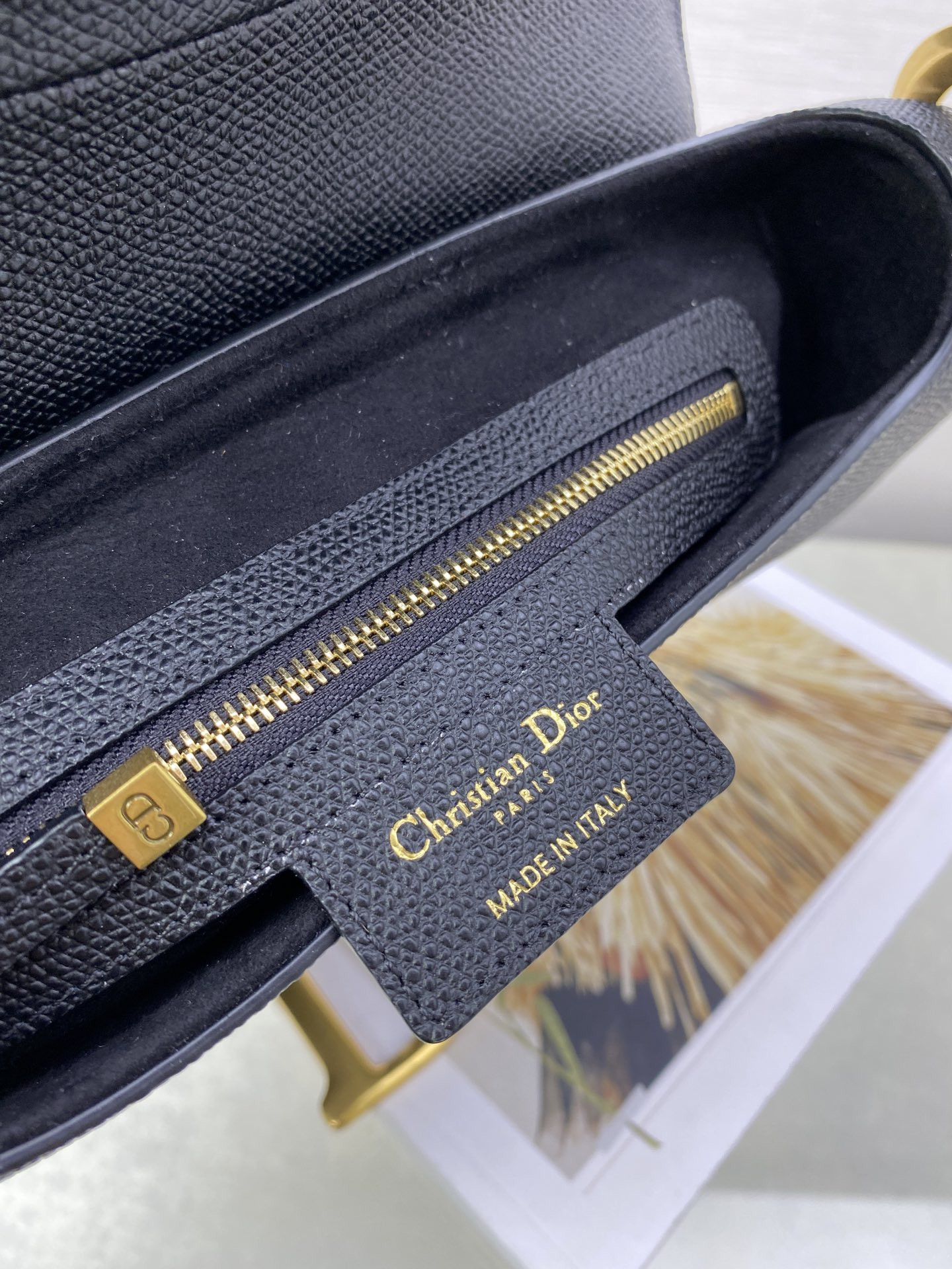 Dior Saddle Bag Indigo Black Grained Calfskin 25.5x20x6.5cm