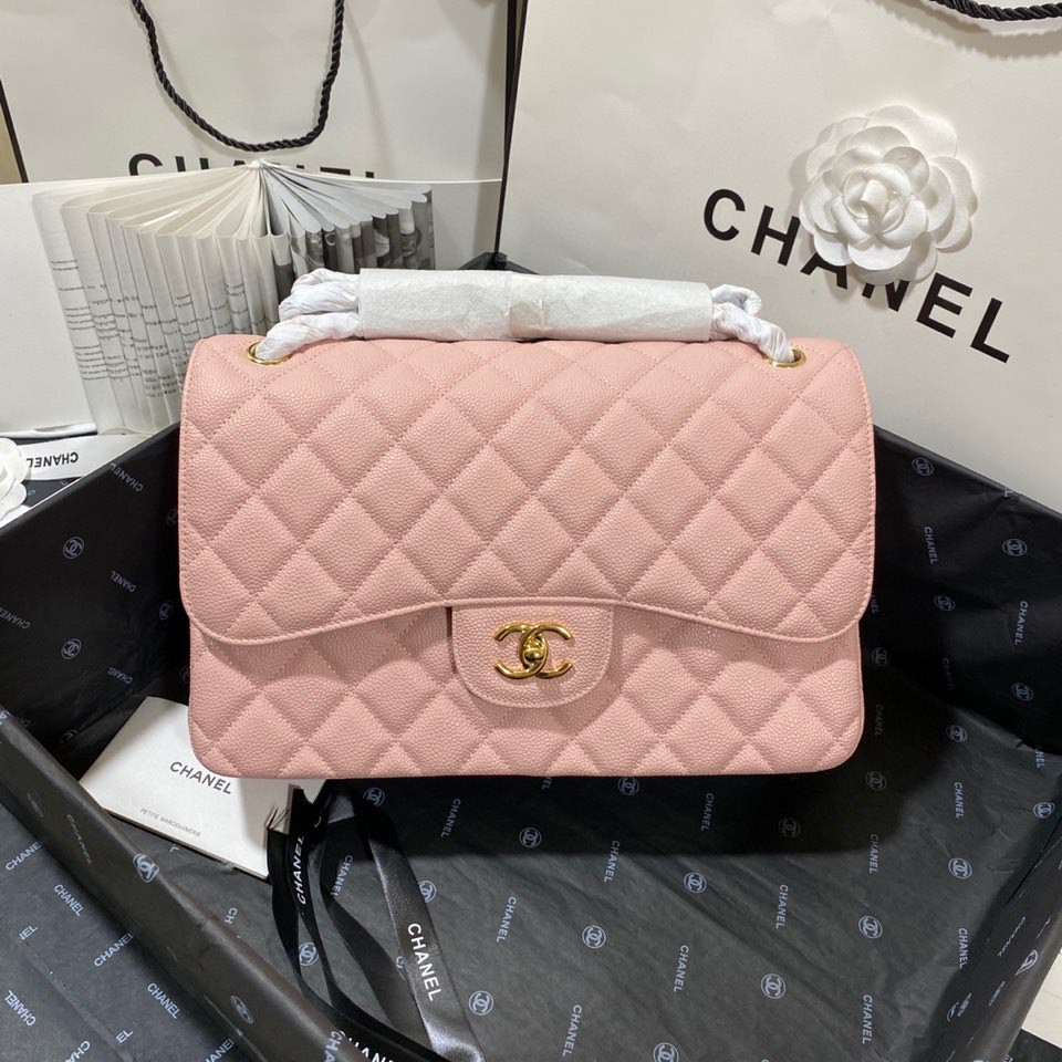 Chanel Classic Flap Jumbo 30cm CF Pink Gold 7.6 × 11.7 × 3.9 in