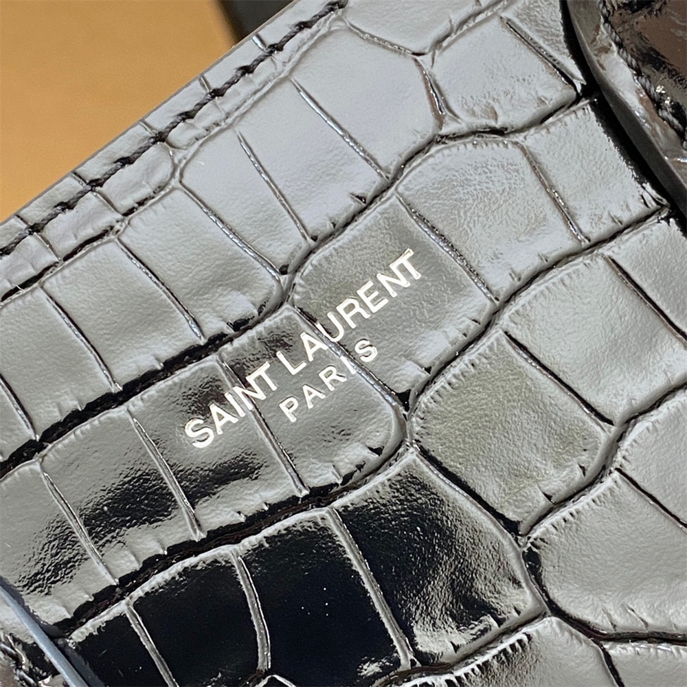 YSL SAC DE JOUR BABY IN CROCODILE EMBOSSED LEATHER BLACK