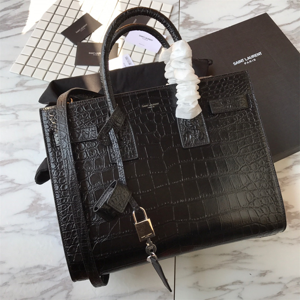 YSL SAC DE JOUR SMALL IN MATTE CROCODILE EMBOSSED LEATHER
