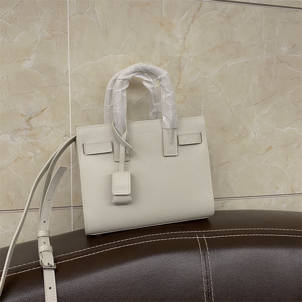 YSL SAC DE JOUR NANO IN GRAINED LEATHER WHITE