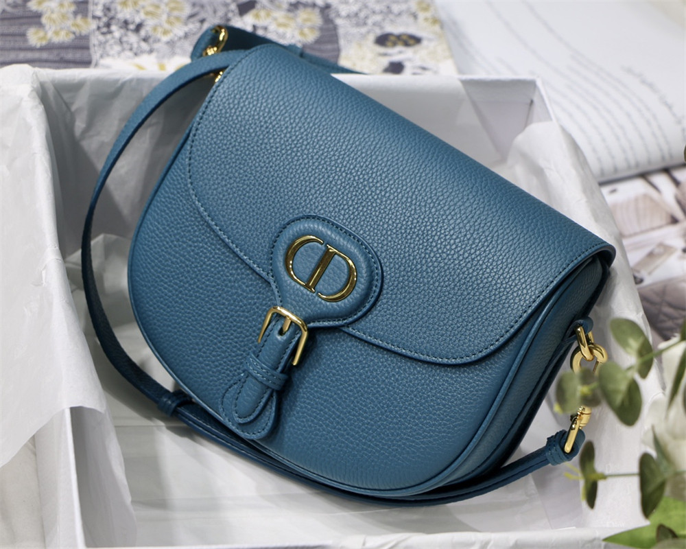 MEDIUM DIOR BOBBY BAG Blue Grained Calfskin