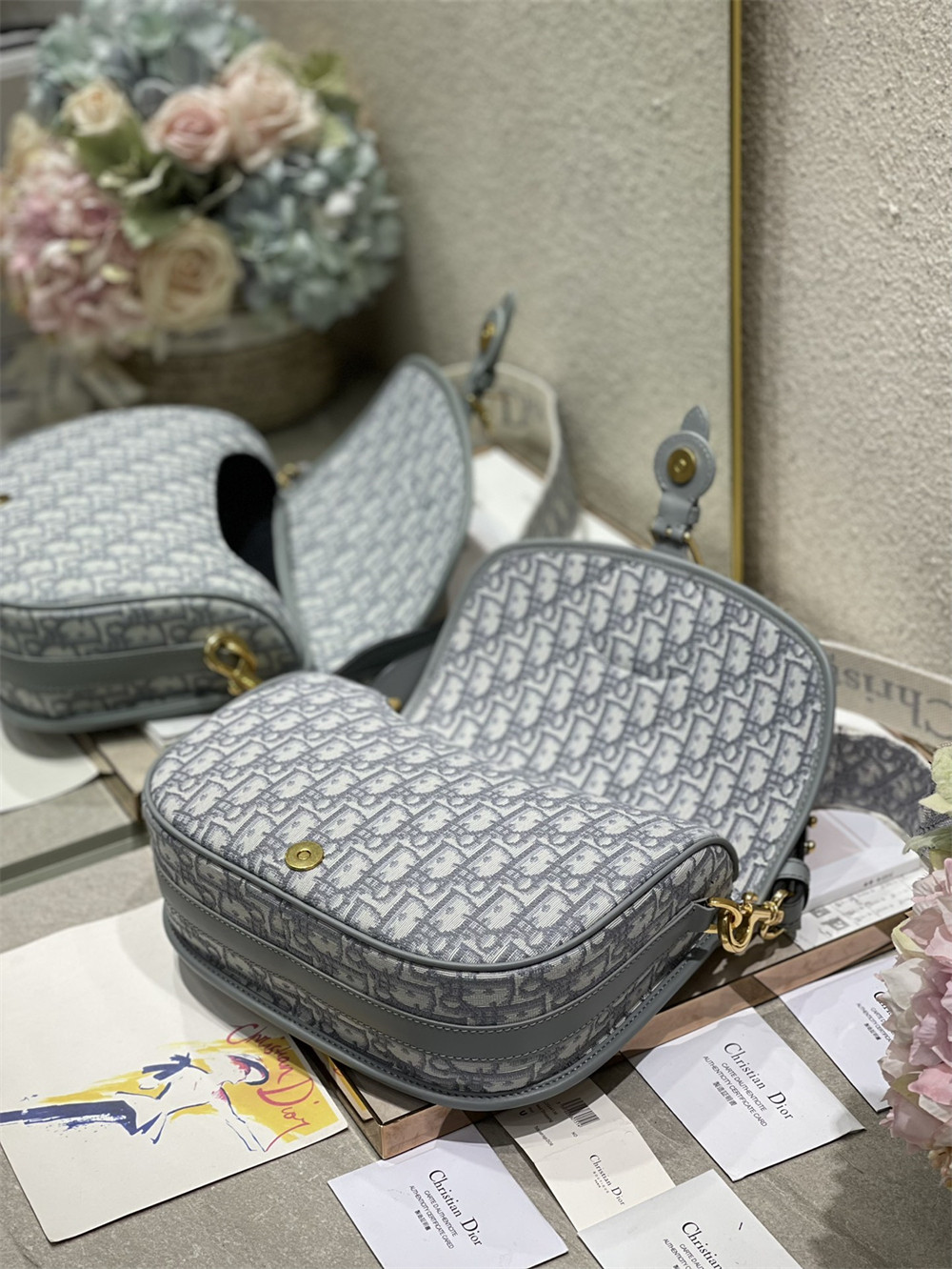 LARGE DIOR BOBBY BAG Grey Dior Oblique Jacquard